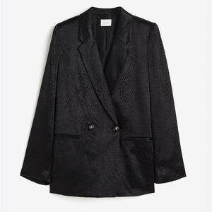 H&M DOUBLE-BREASTED JACKET Black Snakeskin-Patterned XS